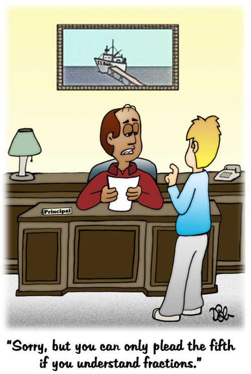"Sorry, but you can only plead the fifth if you understand fractions."