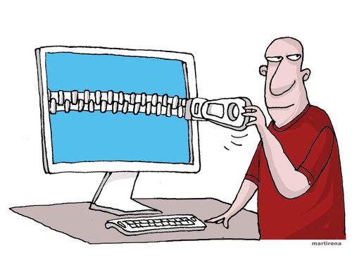 Man zips up a computer.