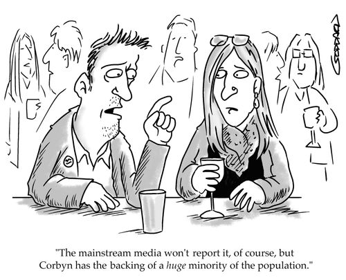 "The mainstream media won't report it, of course, but Corbyn has the backing of a huge minority of the population."