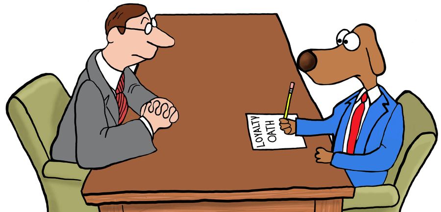 a new hire signing a loyalty oath