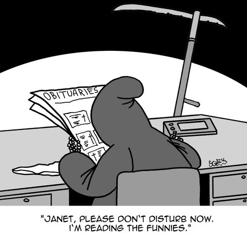 "Janet, please don't disturb now. I'm reading the funnies."