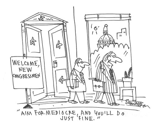 "Aim for mediocre, and you'll do just fine."