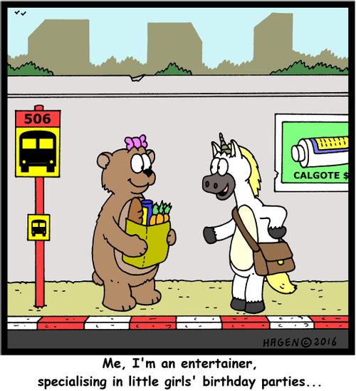 "Me, I'm an entertainer, specialising in little girls' birthday parties..."