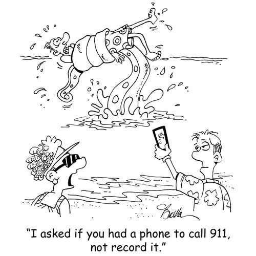 "I asked if you had a phone to call 911, not record it."