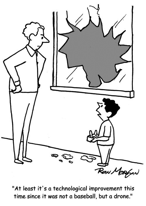 "At least it's a technological improvement this time since it was not a baseball, but a drone."