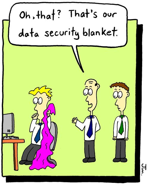 "Oh, that? That's our data security blanket."