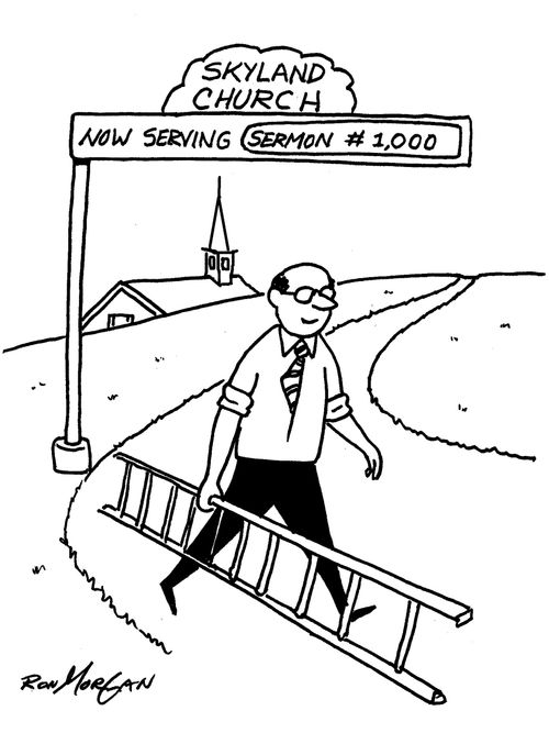 Pastor puts up sign on pole stating that he is 'serving' his 1,000th sermon.