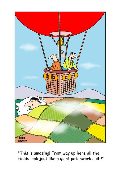 "This is amazing! From way up here all the fields look just like a giant patchwork quilt!"
