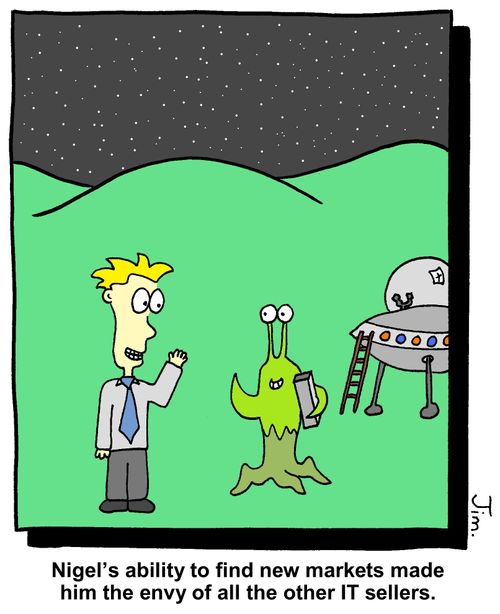 Nigel's ability to find new markets made him the envy of all the other IT sellers.