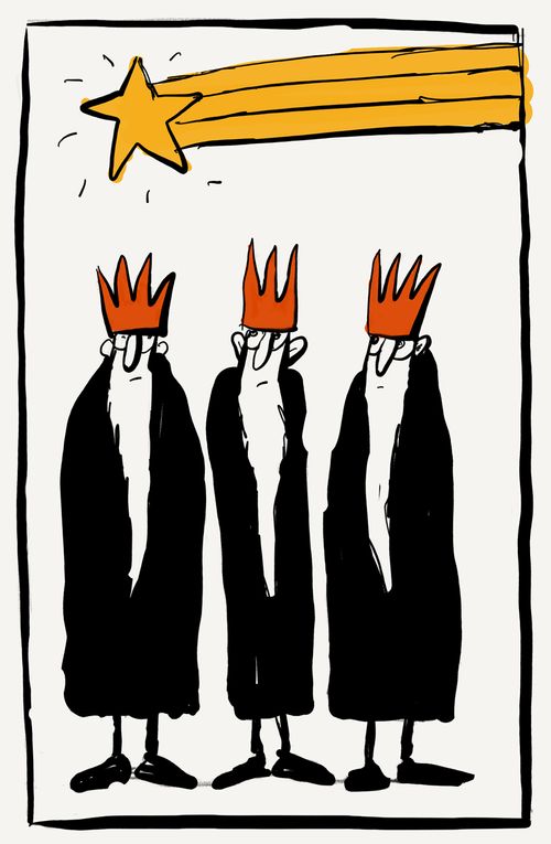 Three kings with a shooting star