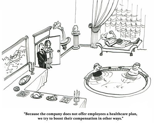 Because the company does not offer employees a healthcare plan, we try to boost their compensation in other ways."
