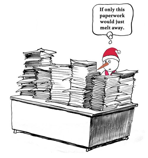 "If only this paperwork would just melt away."