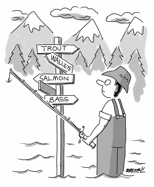 Fishing direction sign.