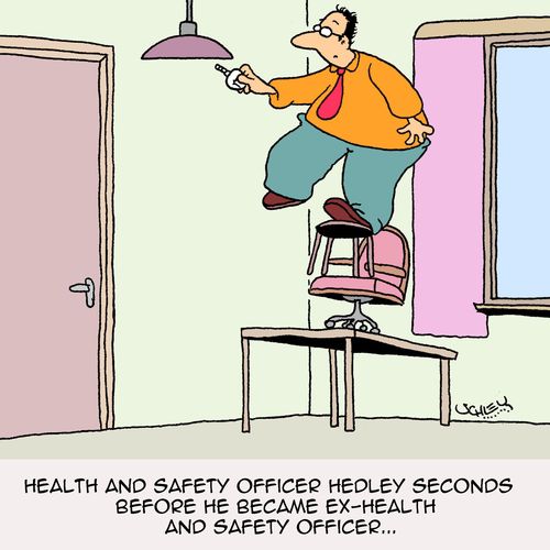 Health and safety officer Hedley seconds before he became ex-health and safety officer...