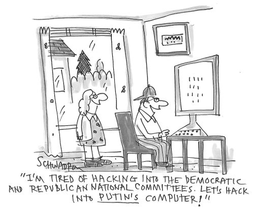 "I'm tired of hacking into the Democratic and Republican National Committees. Let's hack into Putin's computer!"