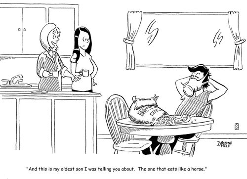 "And this is my oldest son I was telling you about. The one that eats like a horse."
