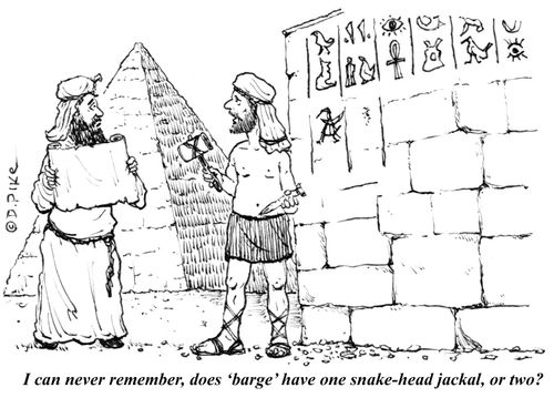 "I can never remember, does 'barge' have one snake-head jackal, or two?"