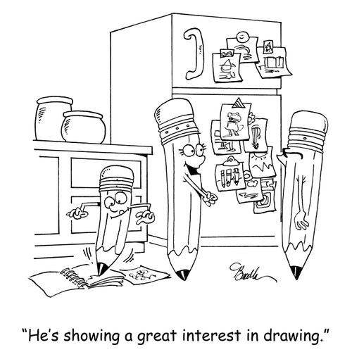 "He's showing a great interest in drawing."
