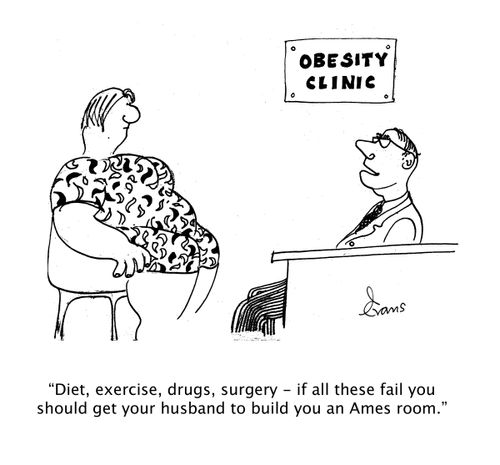 "Diet, exercise, drugs, surgery - if all these fail you should get your husband to build you an Ames room."