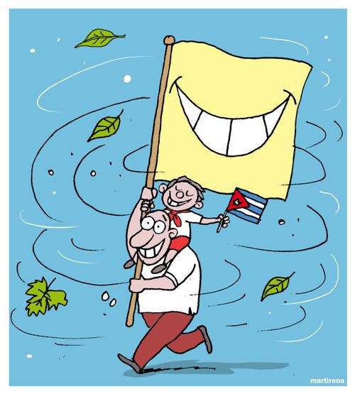Cubans are happy despite bad weather.
