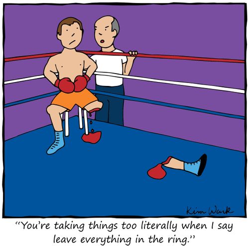 "You're taking things too literally when I say leave everything in the ring."