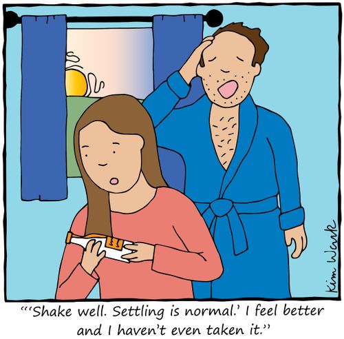 "'Shake well. Settling is normal.' I feel better and I haven't even taken it."