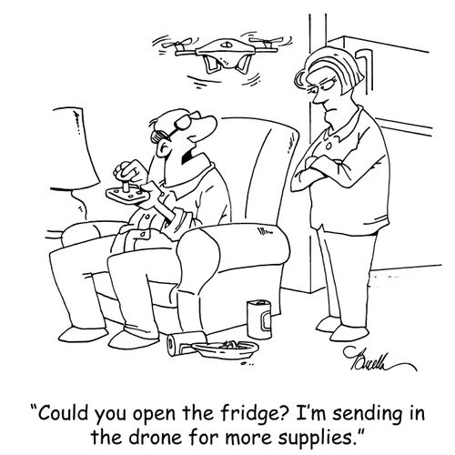 "Could you open the fridge? I'm sending in the drone for more supplies."