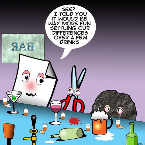 "See? I told you it would be more fun settling our differences over a few drinks."