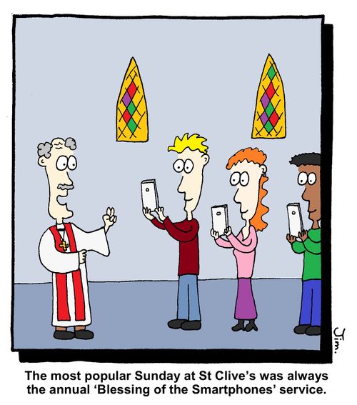 The most popular Sunday at St Clive's was always the annual 'Blessing of the Smartphones' service.