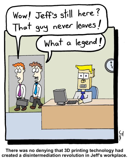 There was no denying that 3D printing technology had created a disintermediation revolution in Jeff's workplace.