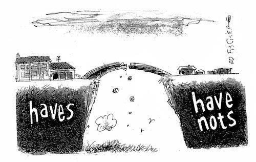A bridge between the 'haves' and the 'have nots' crumbles.