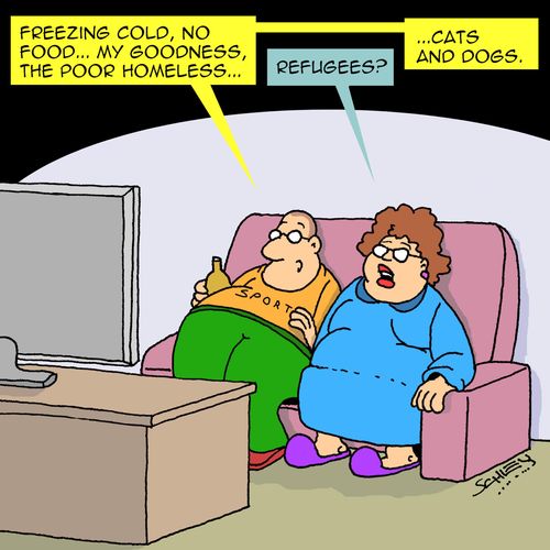 Freezing cold, no food...my goodness, the poor homeless..."