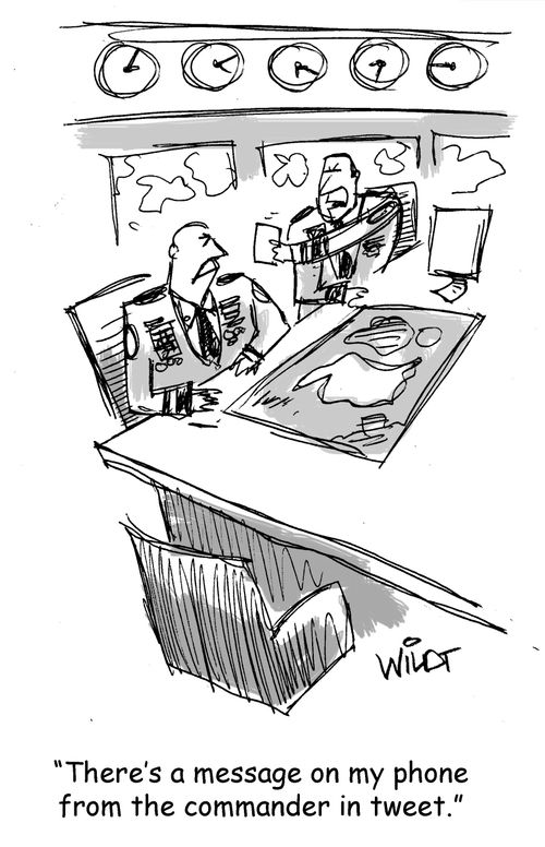 "There's a message on my phone from the commander in tweet."