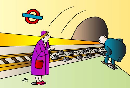 Rats flee down the tube tunnel.
