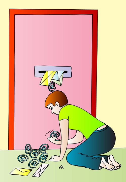 Woman receives email in the post.