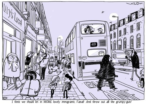 "I think we should let in MORE lovely immigrants, Faisal! And throw out all the grumpy-guts!"