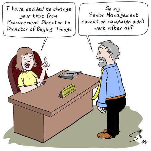 "I have decided to change your title from Procurement Director to Director of Buying Things."