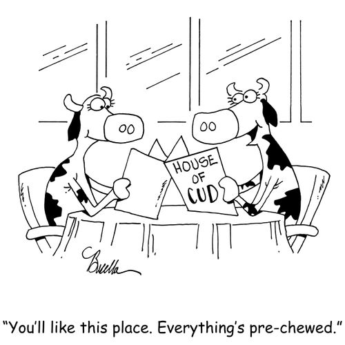 "You'll like this place. Everything's pre-chewed."