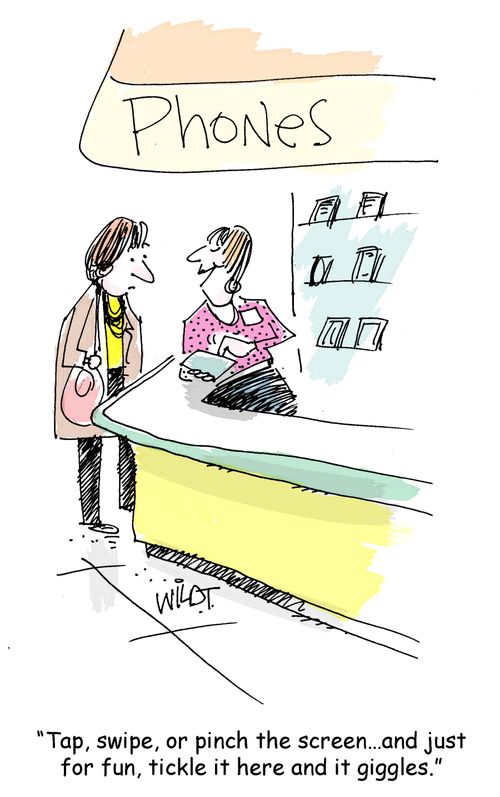 "Tap swipe, or pinch the screen...and just for fun, tickle it here and it giggles."