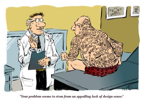 "Your problem seems to stem from an appalling lack of design sense."