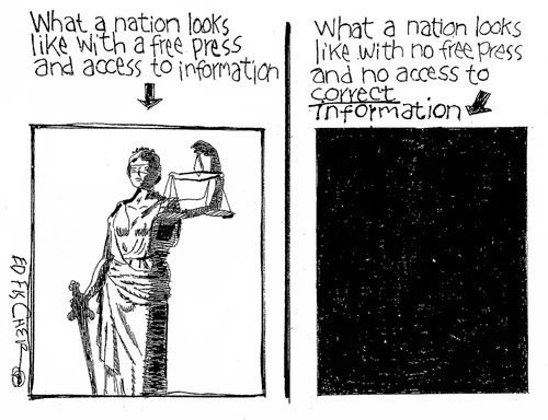 What a nation looks like with a free press and access to information / What a nation looks like with no free press and no access to correct information.