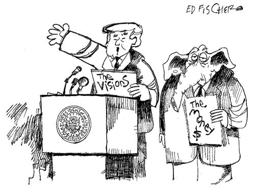 Trump reads his visions for America while sticking the GOP with the bill.