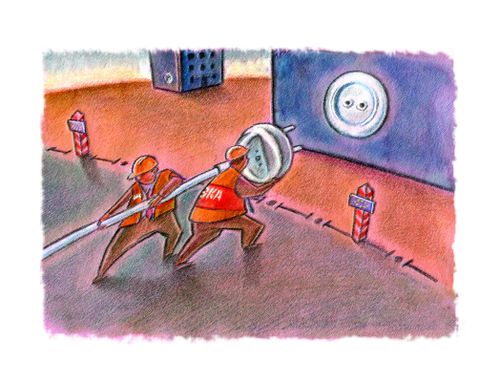 Workers cross boundaries to get an energy supply.