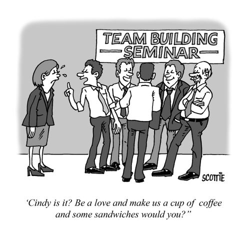 "Cindy is it? Be a love and make us a cup of coffee and some sandwiches, would you?"