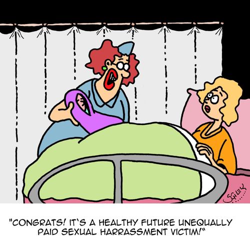"Congrats! It's a health future unequally paid sexual harassment victim!"