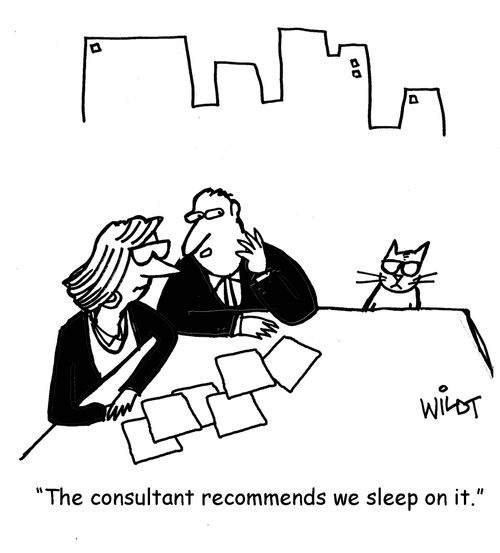 "The consultant recommends we sleep on it."