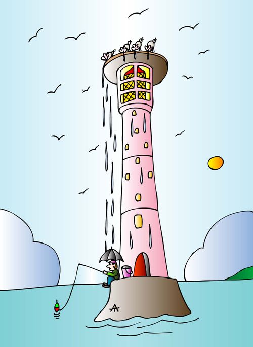 Beacon and fishermen