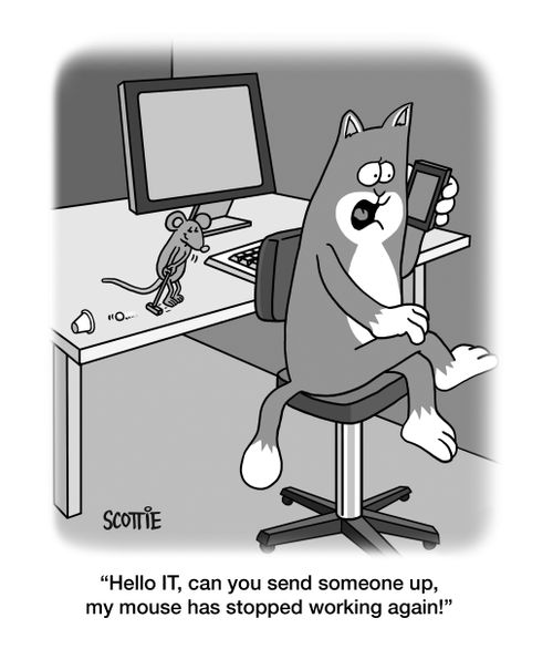 "Hello IT, can you send someone up, my mouse has stopped working again!"