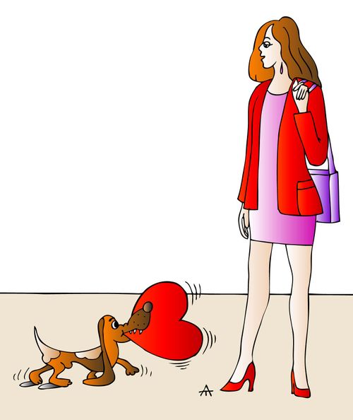 A woman's dog brings her a valentine.