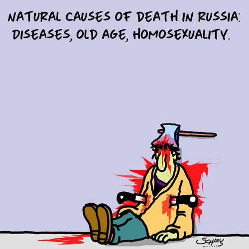 Natural causes of death in Russia: diseases, old age, homosexuality.